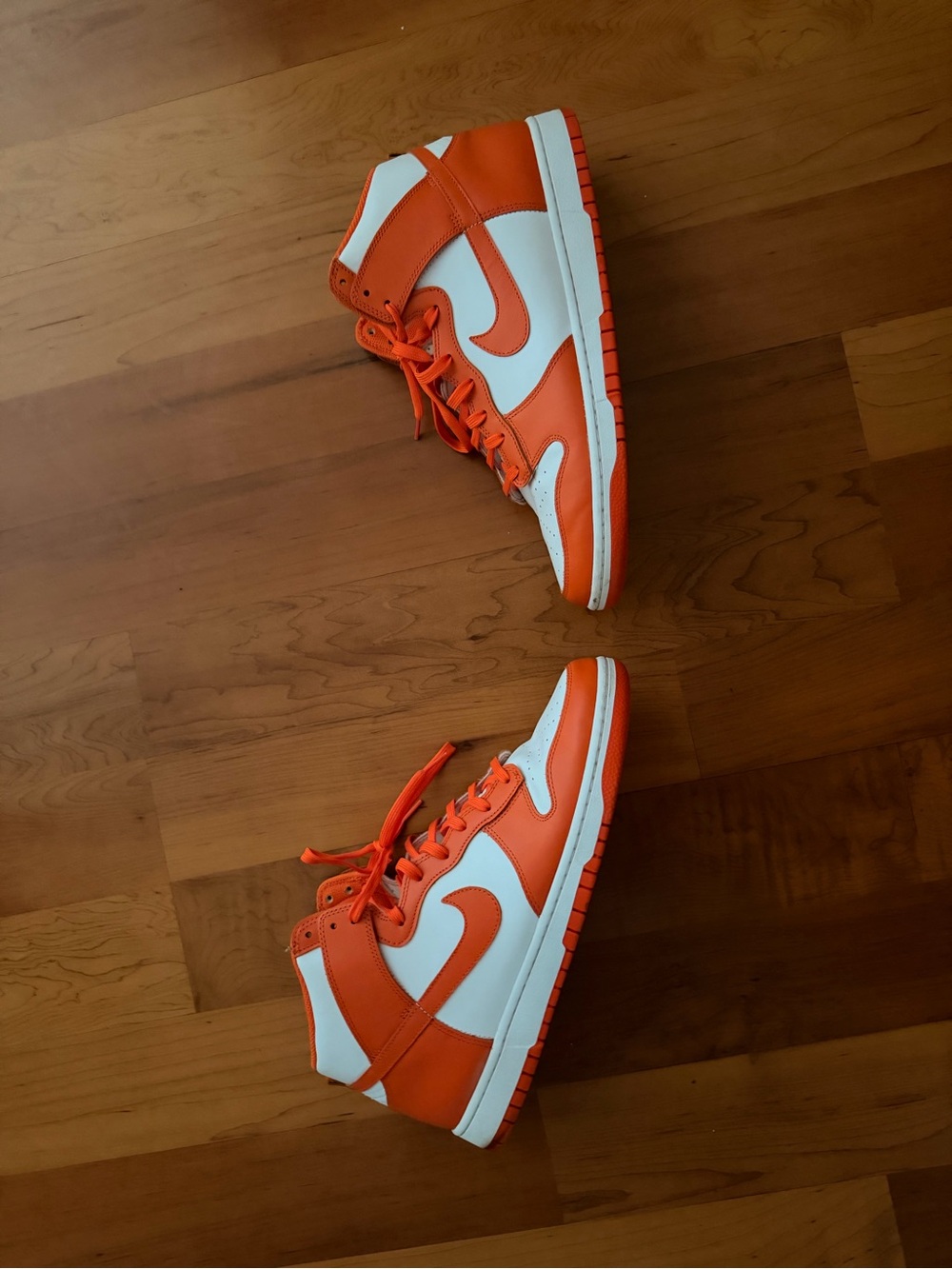 Nike Orange and White High-Top Sneakers